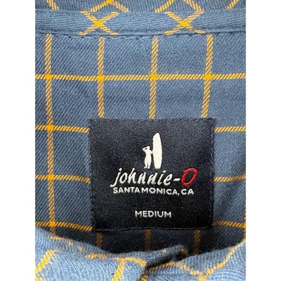 Johnnie O Button Down Flannel Shirt Men Medium Blue Plaid Pipeline Murphy New - Picture 9 of 11